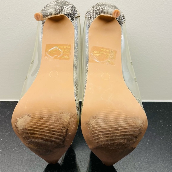 Snake-Print Clear Heels Size 8.5 - Picture 7 of 9